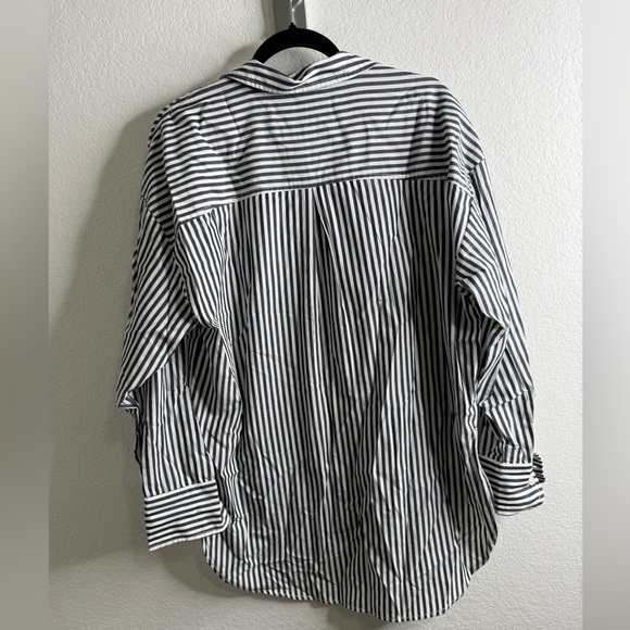 NWT Anthropologie The Bennet Buttondown Shirt by Maeve Anthracite Stripe Sz M - Picture 9 of 12
